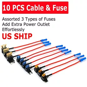 10Pack Car Add-a-Circuit Fuse Adapter w/ Standard & Mini TAP Blade Fuse Holder - Picture 1 of 7