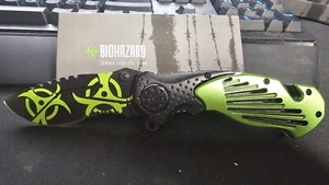 Wartech YC-S-7008-Z Tactical Half Serrated Spring Assisted ZOMBIE KNIFE! GRE/BLK - Picture 1 of 2