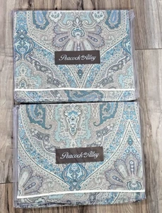 LOT OF 2 NEW - Peacock Alley MARSEILLE Paisley Medallion 20x36 Aqua KING Shams - Picture 1 of 4