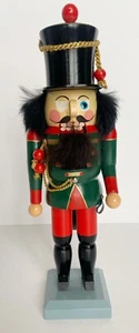 Erzgebirgische Volkskunst Weihnachten Nussknacker grün Soldat Germany 11,5" LESEN - Bild 1 von 10