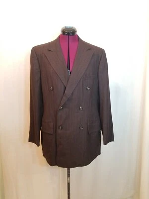 Men's Vintage 1970's Phoenix Dark Brown Pinstripe Double Breasted Blazer 42S 44S - Image 1 of 4