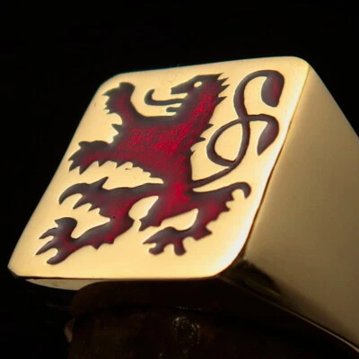 RED LION RING COAT OF ARMS PINKY RING SCOTTISH RAMPANT RAMPAGN LION RED SIZE 11 - Image 1 of 4