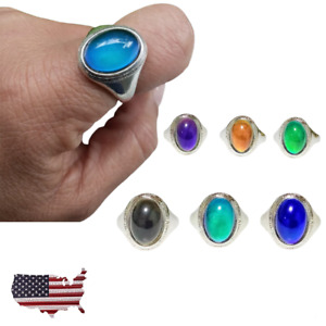 Men And Women Silver Mood Ring Color Changing Ring Size 6.5 7. 8. 8.5. 9. 9.5.10