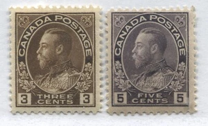 Canada KGV 3 cents and 5 cents Admirals mint o.g. hinged - Picture 1 of 1