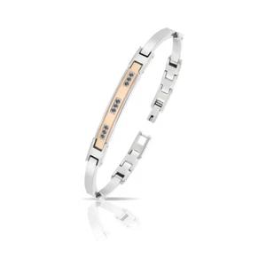 Herren Armband Stahl 316L Mit Innenausstattung Rosé und Diamanten Sw Karat 0,16 - Bild 1 von 1
