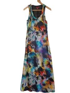 Maxi abito smanicato Ted Baker taglia 2 (UK 10) nero tuta multi stampa alto - Foto 1 di 10