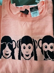 Rue 21 monkey sweater XL NWT - Picture 1 of 7