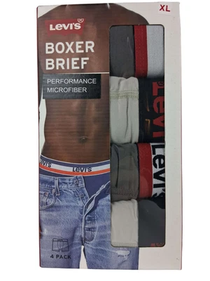 Мужские трусы-боксеры Levi's Performance из микрофибры упаковка 4 шт. размер XL - Изображение 1 из 2