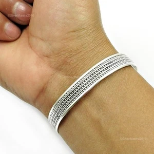 Handmade Indian Jewelry 925 Solid Sterling Silver Cuff Bangle V22 - Picture 1 of 5
