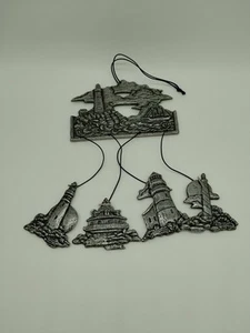 Coastal Lighthouse Pewter? Wind Chimes Garden Nautical Beach 11 Inches - Picture 1 of 8