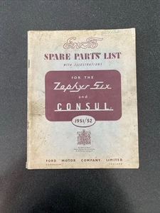 51-53 Ford Consul Zephyr Six Spare Parts List with Illustrations USED - Picture 1 of 3