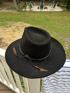 Vintage Charlie 1 Horse Custom Fur Blend Wool Black Cowboy Hat 7 1/8 USA Made - Picture 1 of 10