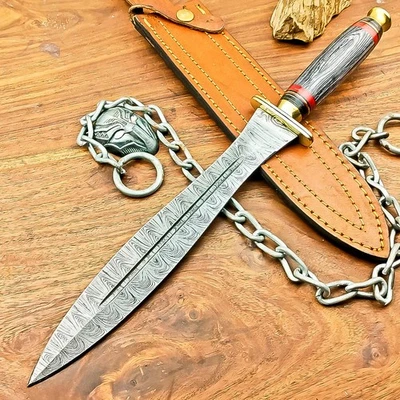 CUCHILLO DE ACERO DAMASCO hecho a mano cuchillo de caza bowie daga, con funda is-7300 Foto 1 de 4