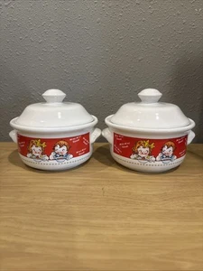 Campbell's Soup Bowls 1998 w/ Handles & Lids - Set Of 2 (Vintage) - Picture 1 of 5