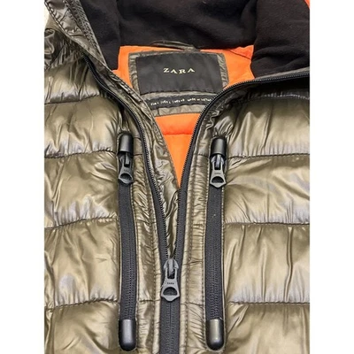 ZARA Men's Lightweight Puffer Jacket Hooded Olive Green Black Orange Size L - Image 1 of 4