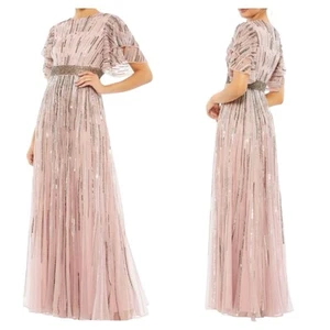 Mac Duggal 93582 Pink Sequin Embellished Evening Gown Dress Sz 12 NWT Formal - Foto 1 di 10
