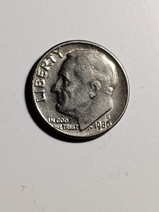 Obvious Error - Dime 1980 D Roosevelt Dime Off-center Strike W & 0 on Rim - Picture 1 of 5