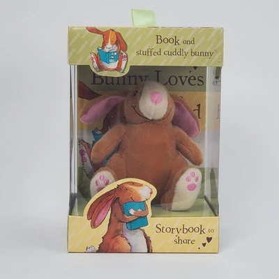 Bunny Loves to Read Combo Hardcover Book and Soft Bunny Stuffed Animal Gift Idea - Image 1 of 4