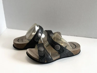 Sandalias ABEO Barbara para mujer de cuero negro cómodas sin cordones de corcho talla 6 N Foto 1 de 4