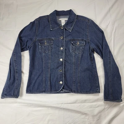 Geoffrey Beene Sport Women's Jean Jacket Size 12 Stretch Denim Trucker  - Image 1 of 4