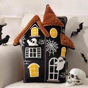 Cuscino ricamato Halloween ragnatela per decorazioni festive - Foto 1 di 9