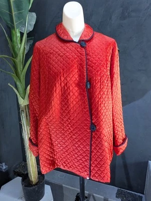 Chaqueta bata acolchada Barbizon Bonnie at Ease de colección años 40 estilo asiático roja 16 columpios Foto 1 de 4