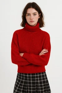 Vintage 90er METALLIC ROLLKRAGEN PULLOVER Strick Retro College Preppy Orange M - Bild 1 von 8