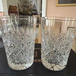 Vintage Set 2 Large Thomas Webb Crystal Wellington Pattern 9oz whiskey Glass - Picture 1 of 8