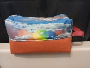 New Rainbow Clouds Sky Cosmetics Travel Toiletries Bag Pink Blue 5x5x10" Hanging - Picture 1 of 5