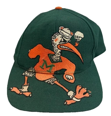 Gorra gorra de colección de los 90 Miami Hurricanes firma SnapBack logotipo grande RARA DE COLECCIÓN NCAA Foto 1 de 4