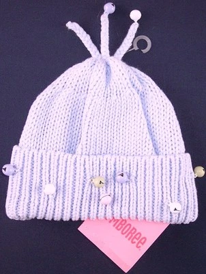 NWT Gymboree Lavender Blue Knit Cap Beanie with Bells, Winter Princess, 3-4 - Image 1 of 2