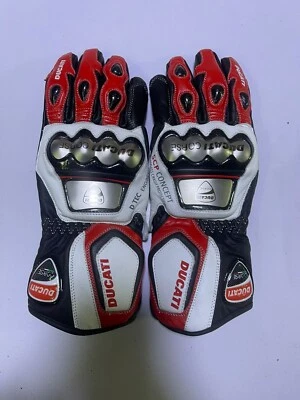 DUCATI Racing Motorbike Leather Gloves Mens Motorcycle Biker Leather Gloves CE - Image 1 of 4