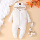 Newborn Baby Boys Girls Bear Jumpsuit Cute Romper Animal Hooded Zipper Costume