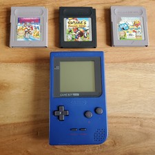 Game Boy Pocket - Blue, Authentic Super Mario Land, Conkers Pocket Tales, Smurfs