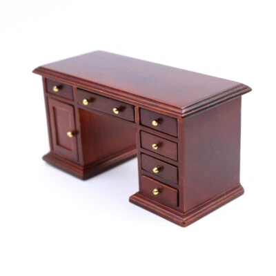 PLANWALK Miniature Office Table Dollhouse 1/12 Scale Desk Cabinet Furniture Accessories