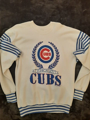 Vtg Artex Chicago Cubs Sweatshirt Medium 1989 Classic Look Design Stripes Cover