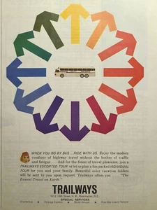 Trailways Bus Service Charter Tours Family Vacation Vintage Print Ad 1962 - Picture 1 of 2