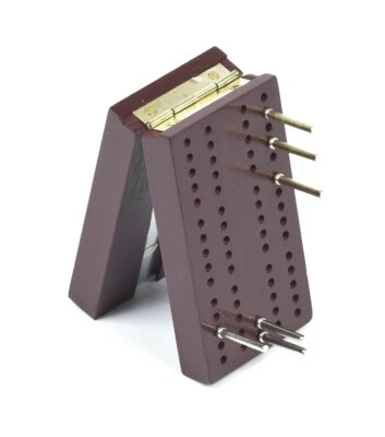 Pocket size trave folding l wood cribbage board complete with metal markers - Image 1 of 2