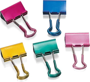 Officemate Easy Grip Medium Binder Clips, Assorted Metallic Colors, 12 Pack (310 - Picture 1 of 12