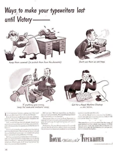 Royal Typewriter 1943 VTG Print Ad Cleaning Lady Secretary Boss Life Magazine - Picture 1 of 1