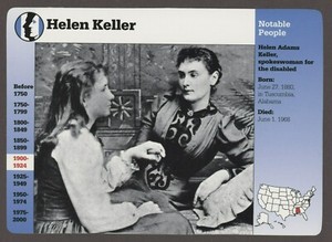 Helen Keller  Grolier Story of America History Card Notable People
