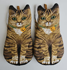 Boston Warehouse Cat Oven Mitts set of 2 1992 Quilted Tabby Kitten Pot Holders