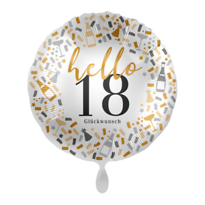 Folienballon Geburtstag Hello 18 rund 45cm Helium Geschenk Party Geburtstag Deko