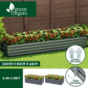 Green Fingers Garden Bed 320X80X45 Planter Box Raised Container Galvanised Herb - Picture 1 of 8