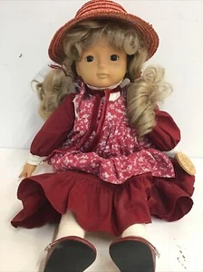 Vestido borgoña Muñeca Sekiguchi La Cheri rubia ojos marrones 18" etiqueta original #406 - Imagen 1 de 10