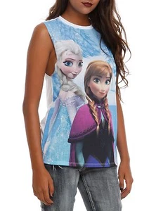 New Disney Frozen Sisters Girls Muscle Top Shirt - Picture 1 of 2