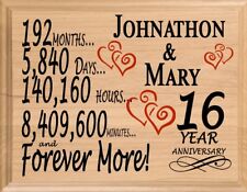16 Year Anniversary Gift PERSONALIZED FAST 16th Year for Her Him or Couple!