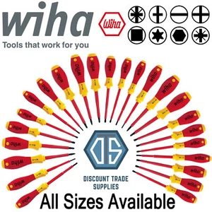 WIHA Screwdriver VDE Electric PHILLIPS POZI SLOTTED PZ1 PZ2 TORX HEX All Sizes - Picture 1 of 49