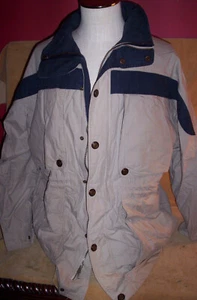 Giacca a vento sportiva GANT L bianco sporco blu navy full zip cappuccio integrato  - Foto 1 di 8