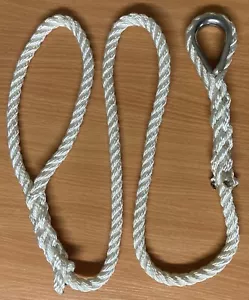 20mm x 3 Strang Nylonseil Feststellstroh, mit verzinktem Fingerhutauge, Boot, Yacht - Bild 1 von 6
